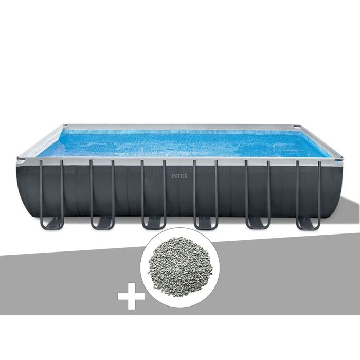 Kit piscine tubulaire Intex Ultra XTR Frame rectangulaire 7,32 x 3,66 x 1,32 m + 20 kg de zéolite
