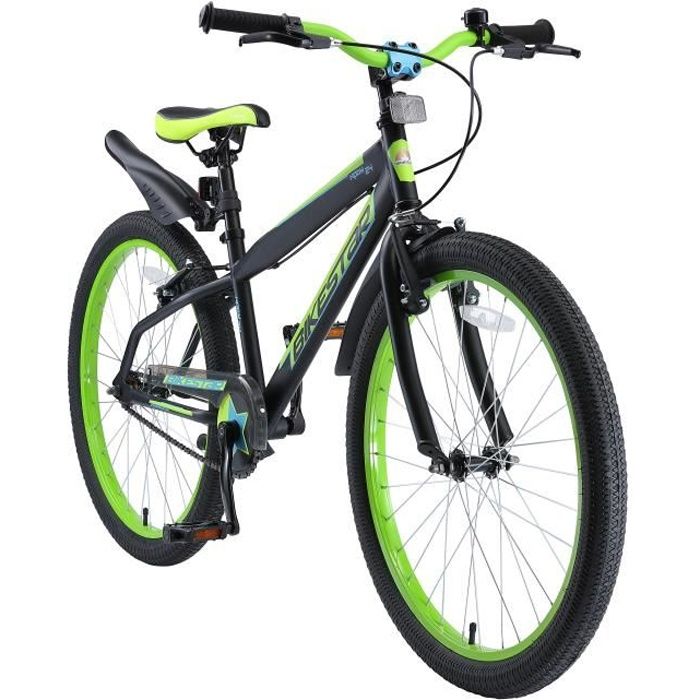 BIKESTAR | Vélo enfant | 24 pouces | pour garçons et filles de 10-13 ans | Edition VTT | Noir Vert