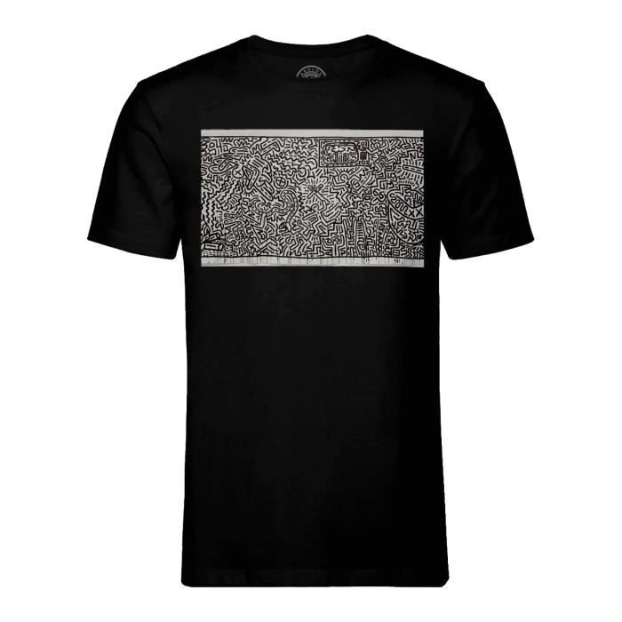T-shirt Homme Col Rond Noir 1982 Untitled Keith Haring Dessin Graffiti Pop Art