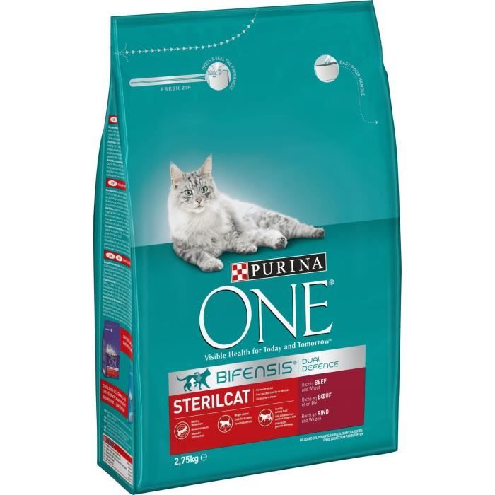 PURINA ONE Croquettes pour chat adulte stérilisé au Bœuf et au Blé - 4 x 2,75 kg