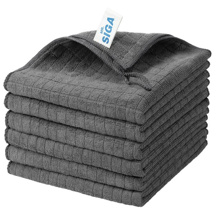 Mr.siga Chiffon de Nettoyage en Microfibre Serviettes de Nettoyage Tout Usage Lot de 6 Taille 13 8 x 15 7 Pouces