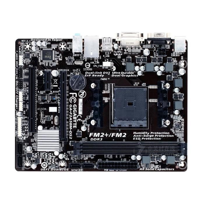 Acheter Carte mère GIGABYTE GA-F2A58M-DS2 AMD A58 Socket FM2 / FM2+ 2xDDR3 SDRAM 64GB Micro ATX Reconditionné - 54,00 € Carte mère GIGABYTE GA-F2A58M-DS2 AMD A58 Socket FM2 / FM2+ 2xDDR3 SDRAM 64GB Micro ATX Reconditionné - Gigabyte reconditionné disponible sur Cdiscount Seconde Vie