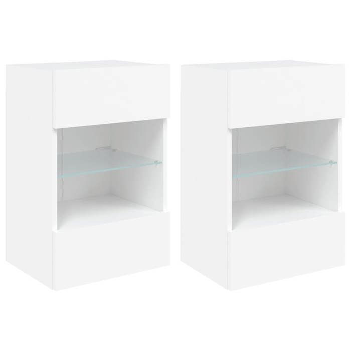 Meubles TV muraux - avec lumières LED - 2 pcs - blanc 40x30x60 5 cm LL249135
