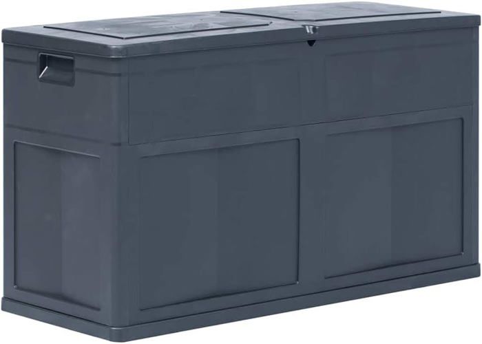 Coffre De Rangement Extérieur 280 L - Gris Clair Texture Bois - 117 X 45 X 56 Cm - Résistant Intempéries