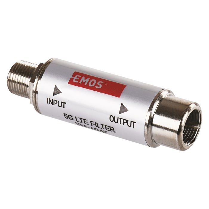 Filtre de blocage LTE 5G - EMOS - J5711 - Plage de passage jusquà 694 MHz - Débit DC - Connecteur F Argent