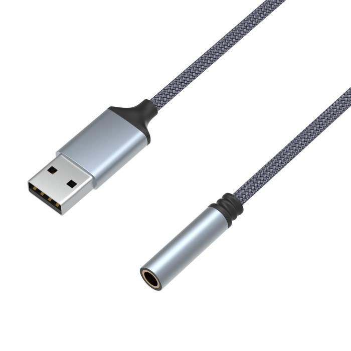 Adaptateur USB Audio vers Jack femelle 35mm TRRS connecteur casque compatible PC Windows Mac Tablette PS5 PS4