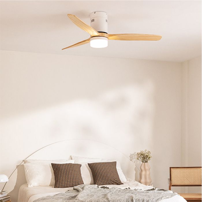 Ventilateur de plafond - Create - Avec lumière - Silencieux - Ø132cm - Blanc/Effet bois clair - Create