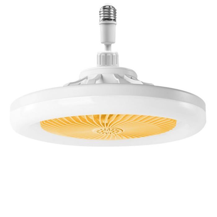 Ventilateur de plafond avec lumière E27 LED dimmable 1200 lm 3 vitesses télécommande minuterie jaune - Aimoonsa