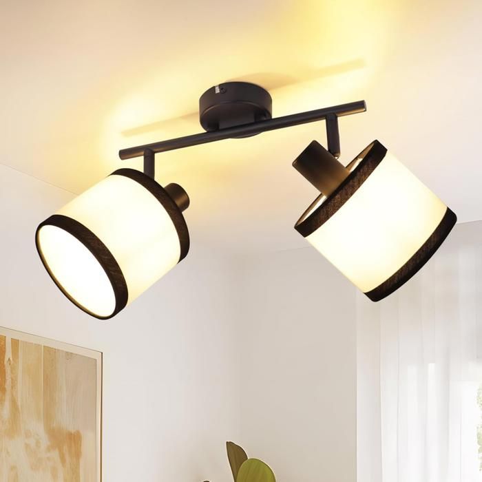 Spot de plafond - NETTLIFE - 2 lampes - E14 - Orientable - Noir