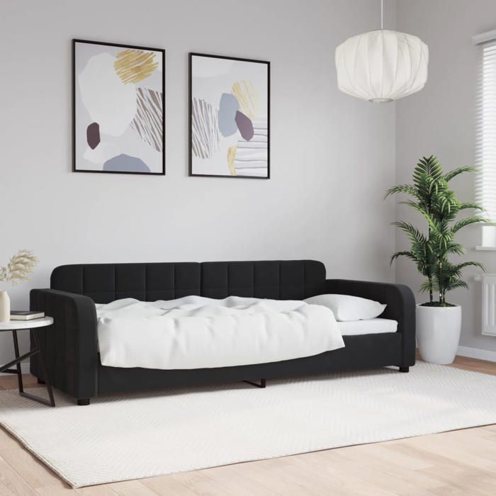 vidaXL Lit de repos - sans matelas - noir 80x200 cm velours 9808155