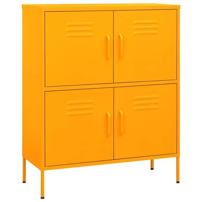 Jaune Armoire de rangement CLARENCE Buffet/Armoire latérale Jaune moutarde 80x35x101 5 cm Acier LV2211