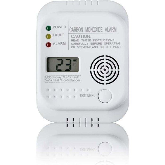 Détecteur de monoxyde de Carbone alimenté par Batterie Detecteur de gaz avec Affichage et indicateur de température
