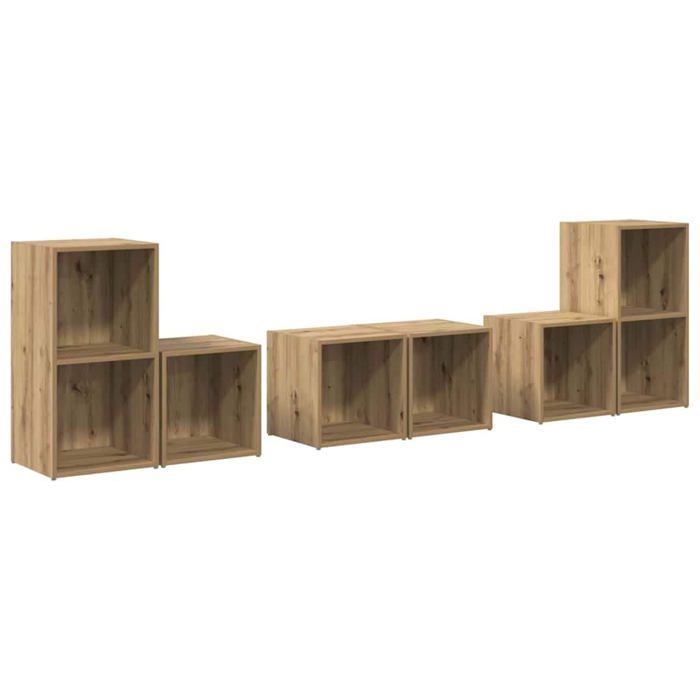 Meuble TV en bois dingénierie - vidaXL - Chêne Artisanal - 37x35x72 cm - Rangement en cube