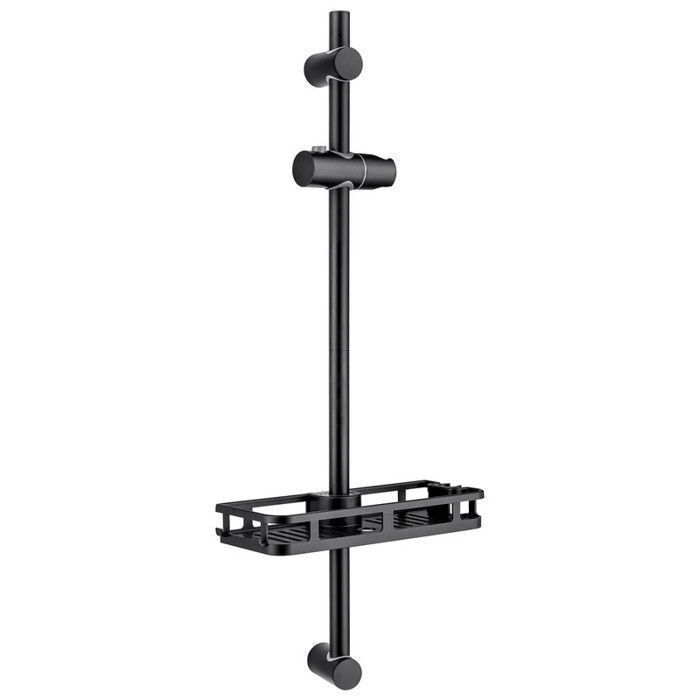 Auralum MAX barre de douche réglable inox noir 70 cm avec étagère - Installation perçage
