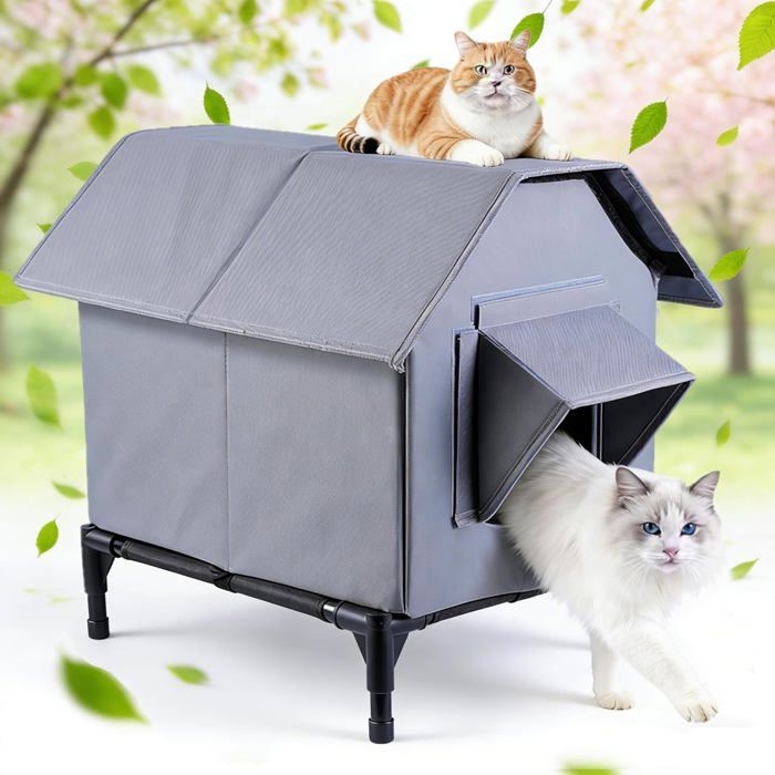 Comparer les prix de Niche dextérieur imperméable pour chat -Grand abri pour chat avec base surélevée - Abri pour chat sauvage -Tente isolée pour chats