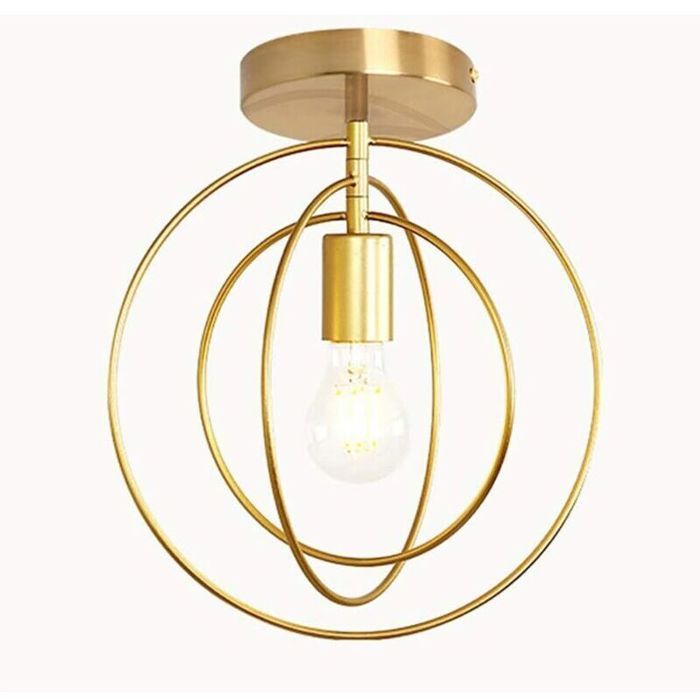 Lustre doré réglable - DEMA - Diamètre 32 cm - 360° réglable - Style rétro vintage - Matériau fer doré - Compatible E27