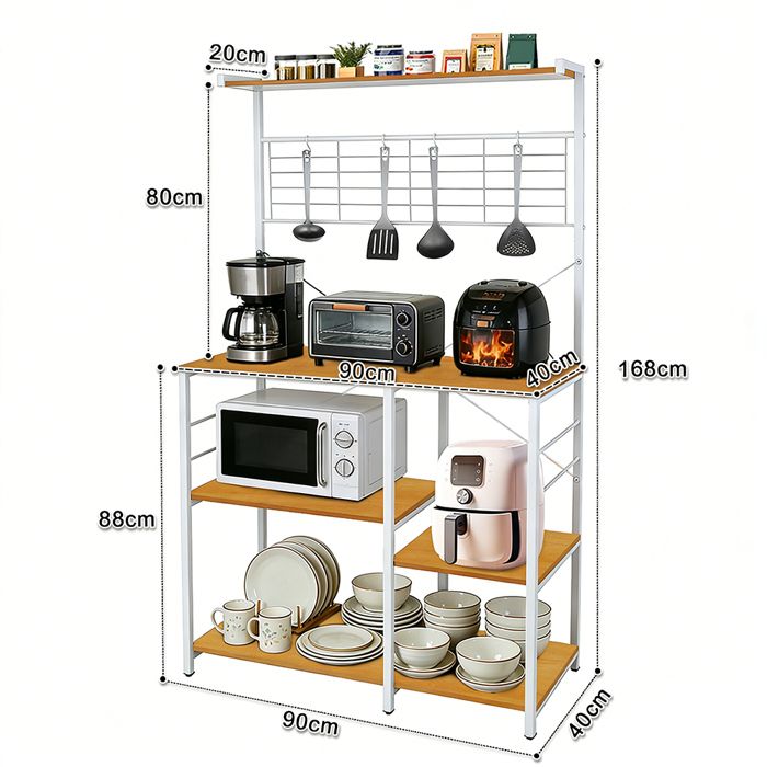 Étagère de cuisine étagère à plusieurs niveaux structure solide grande capacité de charge 40 × 90 × 168 cm bois noyer