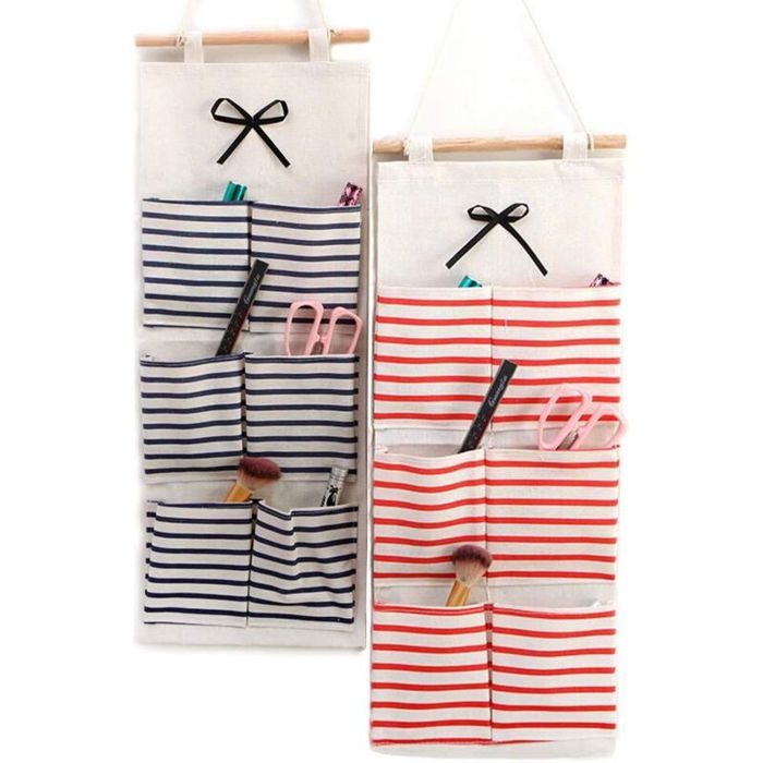 Sac de Rangement Suspendu étagère Mural en tissu Panier Pochette de Rangement avec 6 Poches Sacs Organisateura Pour Bébé Jo