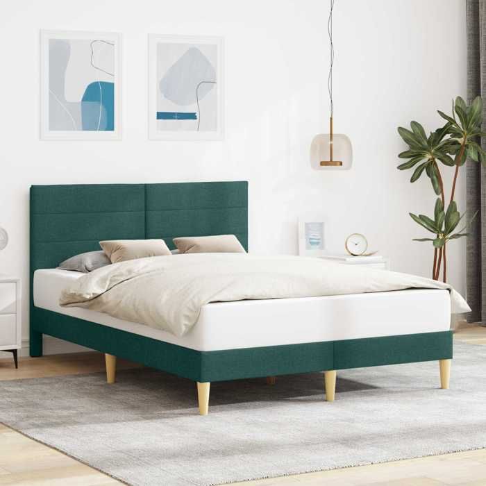 Cadre de lit Adulte - 2 personnes - avec tête de lit Vert foncé 140 x 190 cm Tissu_26jxe11x
