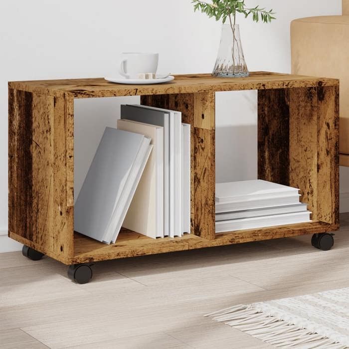 Petite Table basse NANAS Neuf Armoire à roulettes vieux bois 72x33x42 5 cm bois dingénierie &8218