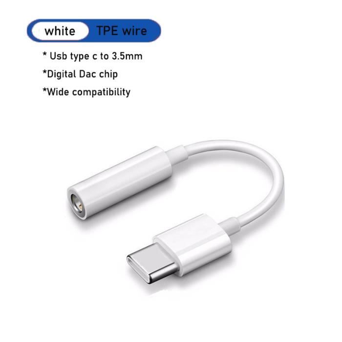 Blanc-Adaptateur USB Type-C vers 3.5mm avec prise jack pour écouteurs,  câble mx pour Samsung S23 S21-s20 Fe N - Cdiscount Informatique