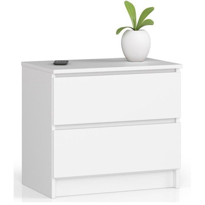 Table de chevet AKORD K60 Blanche 60 cm 2 tiroirs façade Blanche 60x40x55 cm Table de chevet AKORD K60 Blanche 60 cm 2 tiroirs façade Blanche 60x40x55 cm