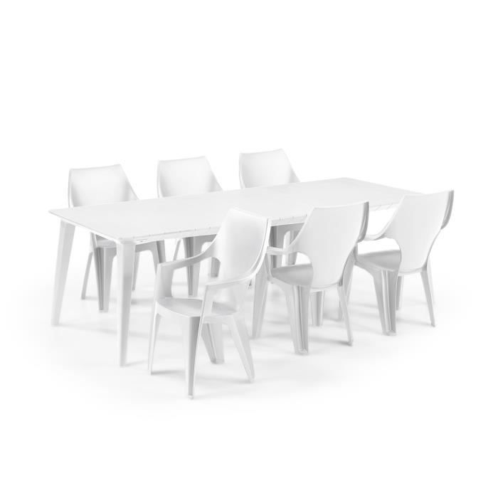 Salon De Jardin Table 160 240 Cm Blanche 6 Fauteuils Blanc Allibert Achat Vente Ensemble Table Et Chaise De Jardin Salon De Jardin Table 1 Cdiscount