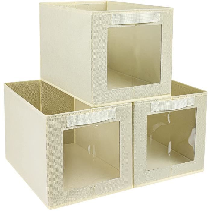 Boite Rangement, 3 Pièces Panier Cube de Rangement Pliables Avec Fenêtre  Transparente, Casier Rangement Tissu Carton Avec Couv[288] - Cdiscount  Maison