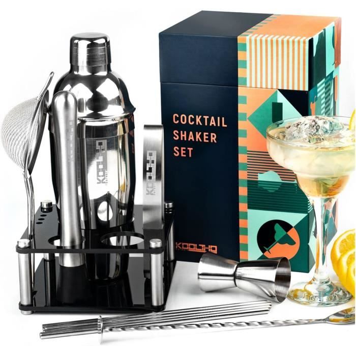 Shaker Cocktail Kit avec Support, Kit Cocktail Mojito Professionnel