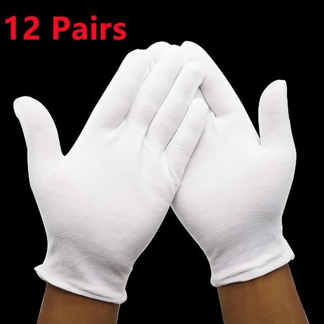 Lot De 11 Paires De Gants En Coton Blanc - Fin, Respirant - Pour Soins Des Mains, Travail Délicat