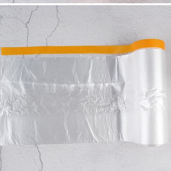 4 Rouleaux Film Protection Anti-poussière - 2 Tailles (55 Cm Et 150 Cm) X 20 M - Ruban Adhésif Inclus - Pour Travaux Peinture, Rénovation - 7