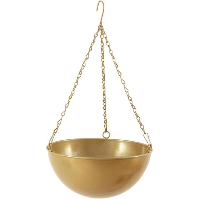 3 Pots Suspendus Métal 28cm - Jaune, Avec Crochet Détachable Pour Balcon