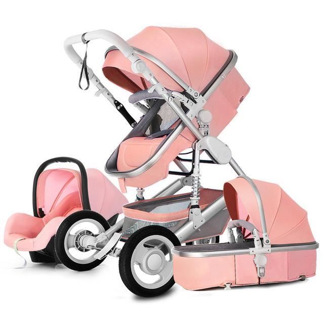 Haute paysage bébé poussette 3 en 1 avec siège auto rose poussette luxe  voyage landau siège auto et poussette porte-bébé poussette - Prix pas cher  - Cdiscount