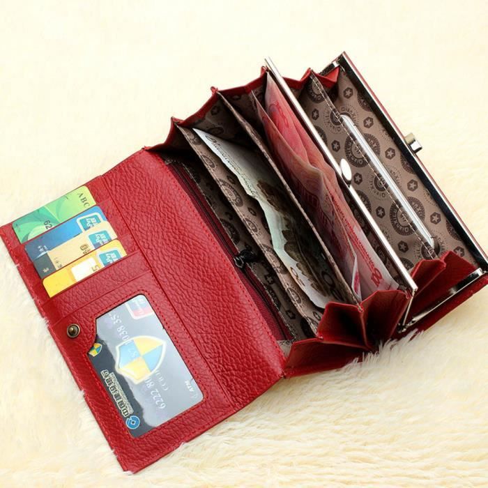 KARL LOVEN Porte-Monnaie Femme en Cuir dagneau Portefeuille Carte de Crédit Pièces 3 Compartiments CLIC CLAC Retro Vintage Billets 