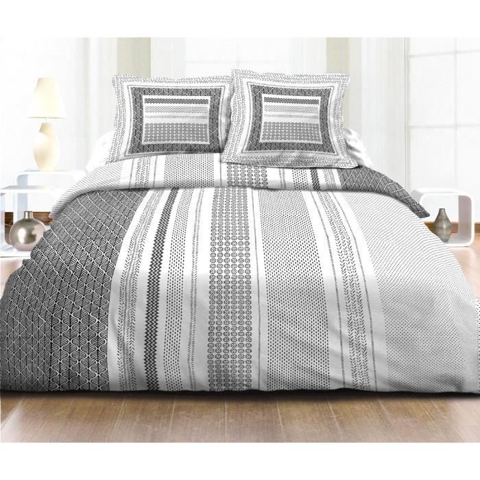 Utopia Bedding Parure De Lit Seersucker 220x240cm Gris - Housse De Couette + 2 Taies D'Oreiller 65x65cm Microfibre