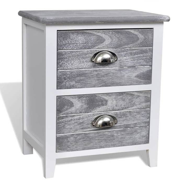 Table de nuit chevet commode armoire meuble chambre 38 x 28 x 45 cm MDF gris et blanc Table de nuit chevet commode armoire meuble chambre 38 x 28 x 45 cm MDF gris et blanc