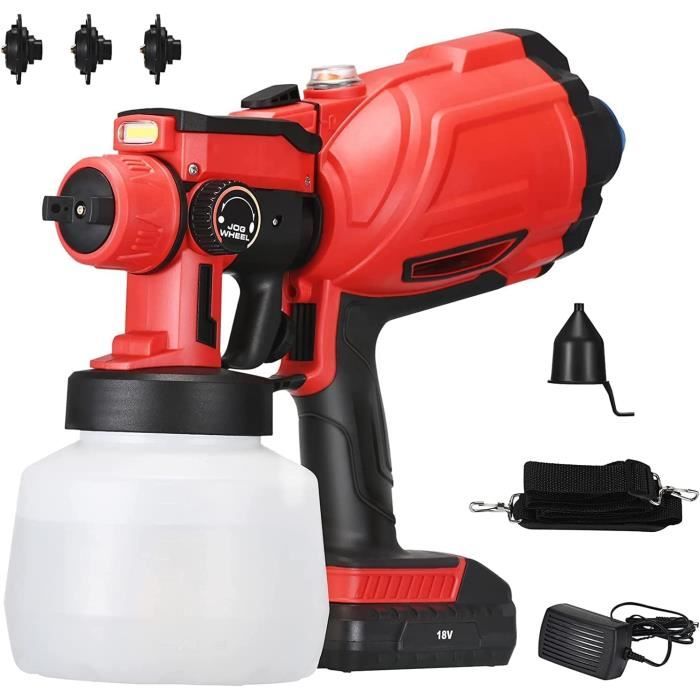 Pistolet à Peinture Sans Fil Gisam – Électrique 2 X 2Ah – Réservoir 1000ml – Pour Murs Et Meubles