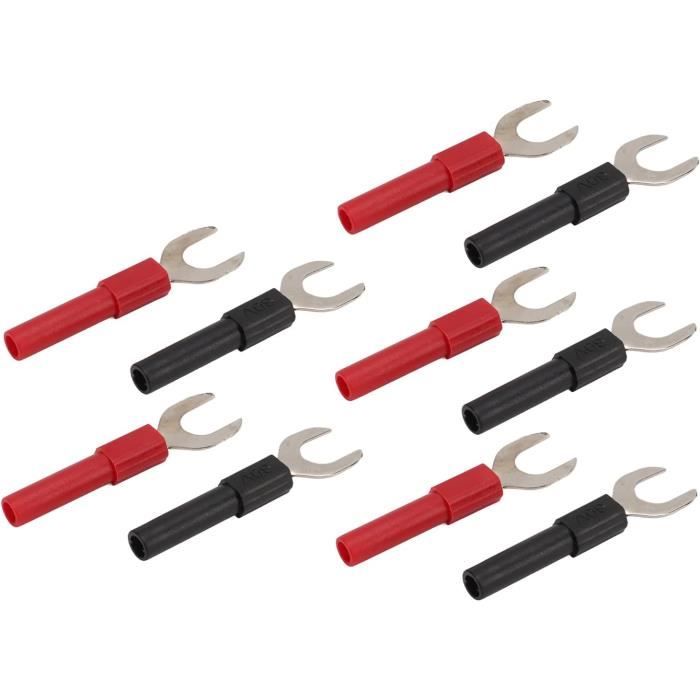 Lot De 8 Connecteurs Haut-Parleur Fourche En Y – 4 Mm – Cuivre Plaqué Or – Vis De Verrouillage – Rouge & Noir – Transmission Signal Audio Optimale