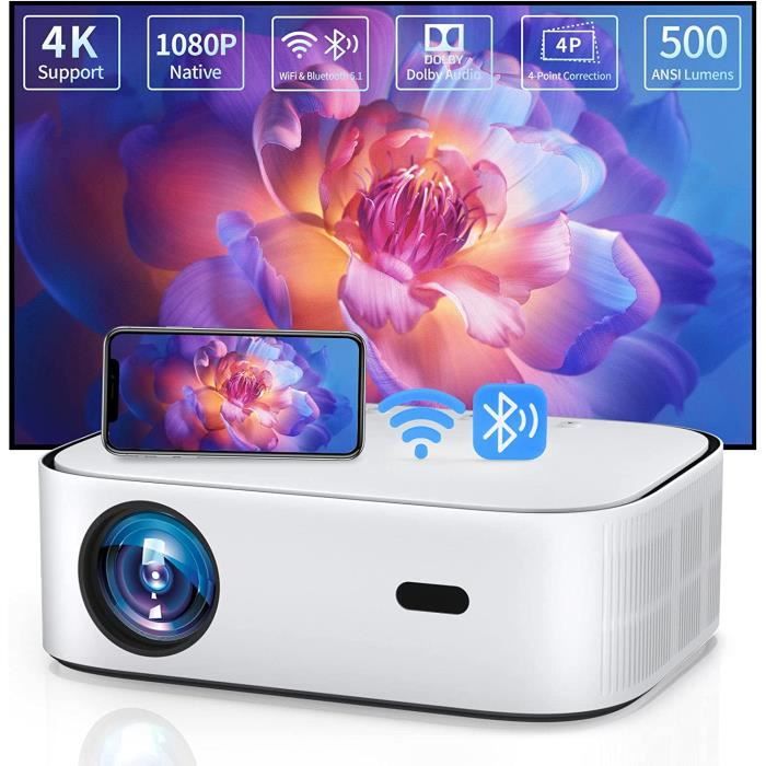 Projecteur 1080p, projecteur WiFi Bluetooth, Retroprojecteur avec Dolby, videoprojecteur 600