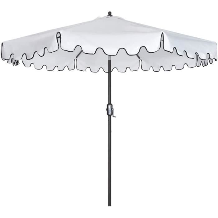 Parasol De Marché 2x2 Mètres - 4 Côtes En Bambou - Système De Levage Par Poulie - Tissu Polyester 160G Imperméable UV - Gris