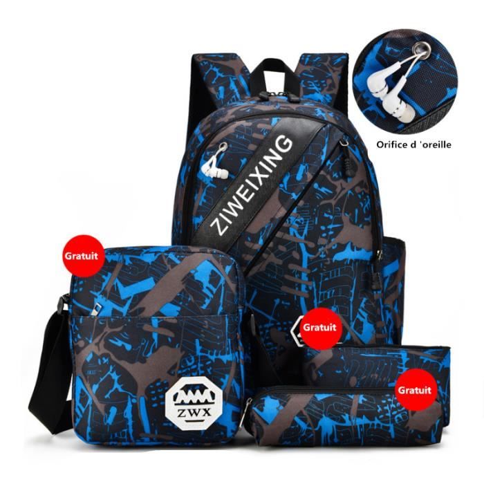 Sac à Dos Femme Cartable Scolaire Collège Gar?on Sac à Dos Casual pour  Ordinateur Portable 4 en 1 Sac a dos Voyage - Cdiscount Bagagerie -  Maroquinerie