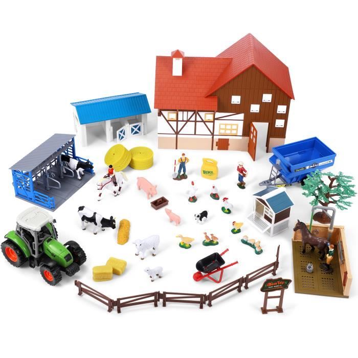 44pcs jouets d'animaux de ferme avec figurines d'animaux de ferme, maison  de grange jouet, échelle 1:32 - Cdiscount Jeux - Jouets