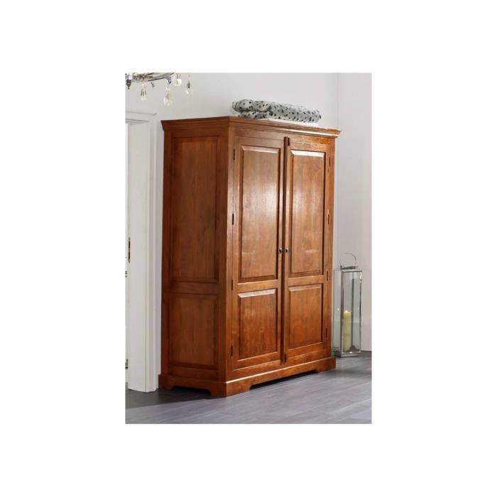armoire/penderie - bois massif d'acacia laqué (miel) - style colonial - oxford #0437