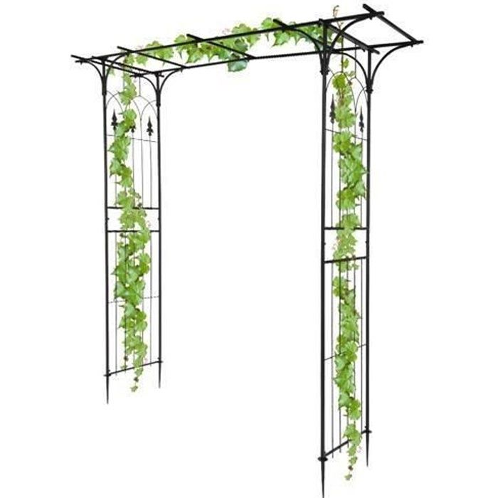 Arche de jardin pour Plantes Grimpantes et Rosiers 206 x 40.5 x 208 cm-Fer-Noir