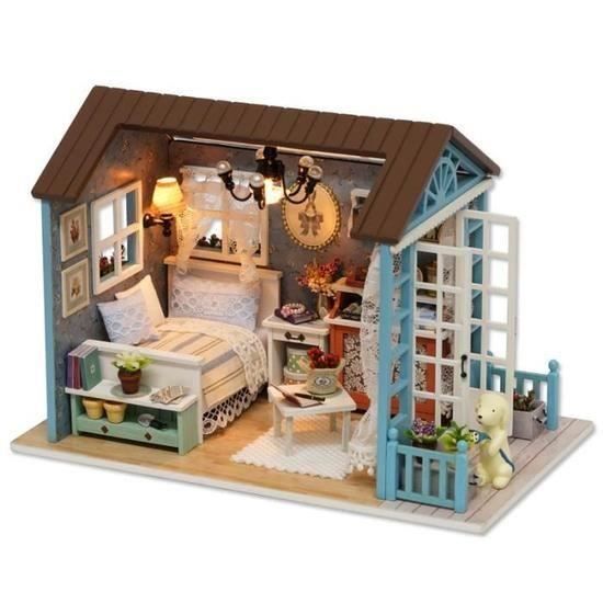 Maison De Poupee Miniature Diy Maison A Construire Maison Miniature En Kit Mini Maison En Bois Led Lumiere Jouet Decoration Achat Vente Maison Poupee Cdiscount