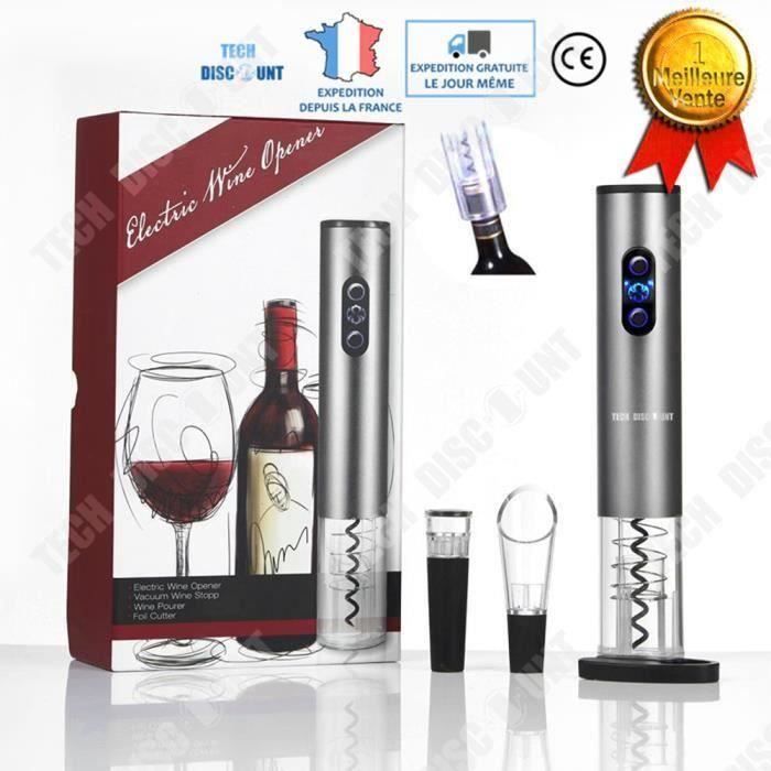 Ouvre-bouteille électrique Sans Fil InnovTec - Décapsuleur Automatique Avec Décanteur Et Pompe à Vide, 6V - 9