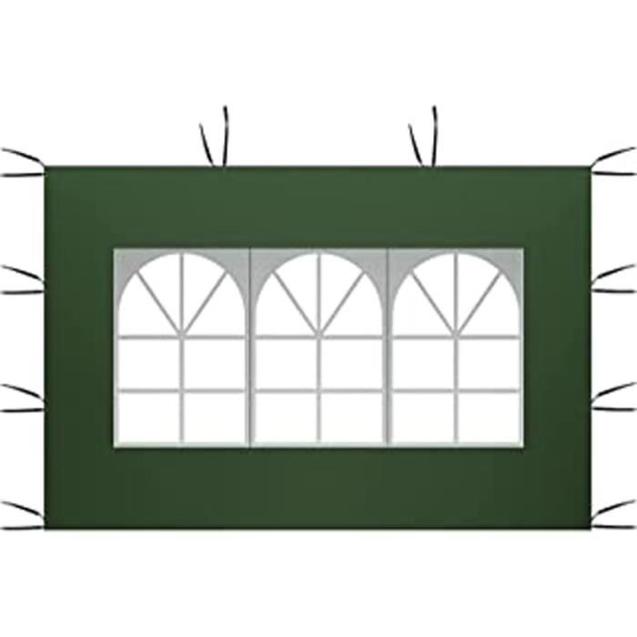 Parois de tonnelle Tissu Oxford 210D imperméable avec fenêtre, vert Floors Panneaux latéraux pour tonnelle de jardin Panneaux latéraux de rechange Panneaux latéraux de tente 3 x 2 m