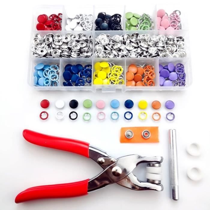 200 pcs boutons mercerie boutons-pression en métal avec kit de pinces de fixation parfaits pour le bricolage les vêtements les