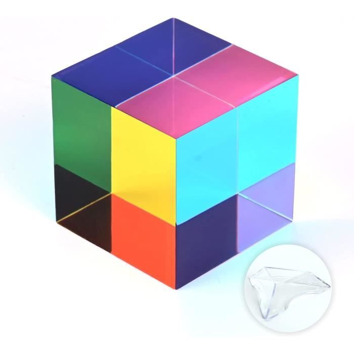 Cube CMY – Prisme Acrylique 4 Cm – Illusion D’Optique – Déco Bureau – Cadeau Artiste
