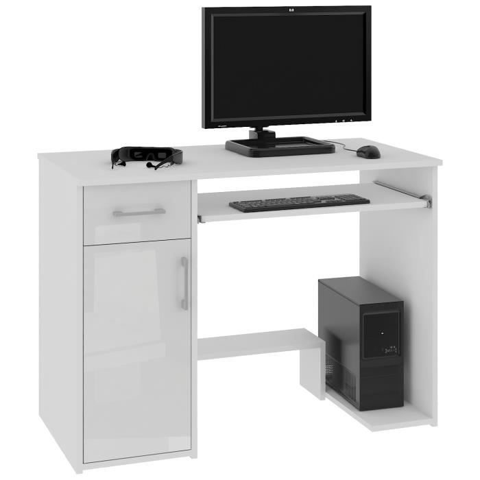 Kilig Bureau Pc Informatique Moderne 90x74x50 Cm Support Unite Centrale Tiroir Niche Rangement Table Ordinateur Blanc La Prix Pas Cher Cdiscount